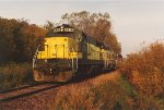 Grain train rolls east